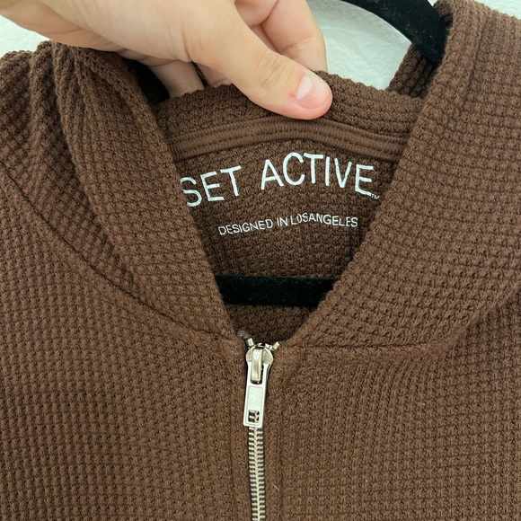 SET ACTIVE Waffle Hoodie - Expresso color - Picture 2 of 6
